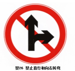 禁止直行和向右转弯标志